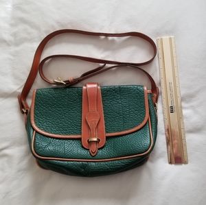 Dooney & Bourke leather shoulder bag. Green and tan.